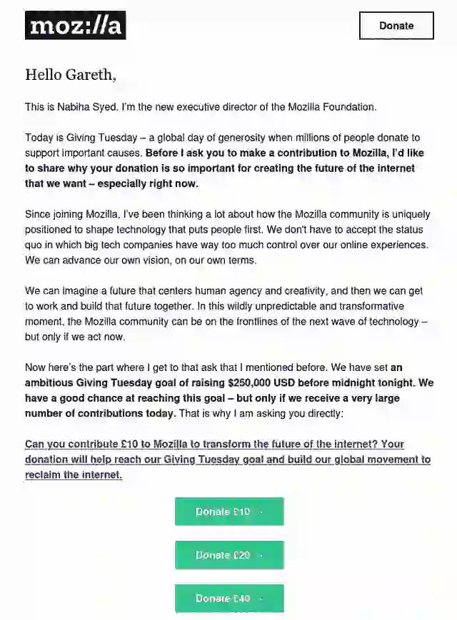 message from mozilla