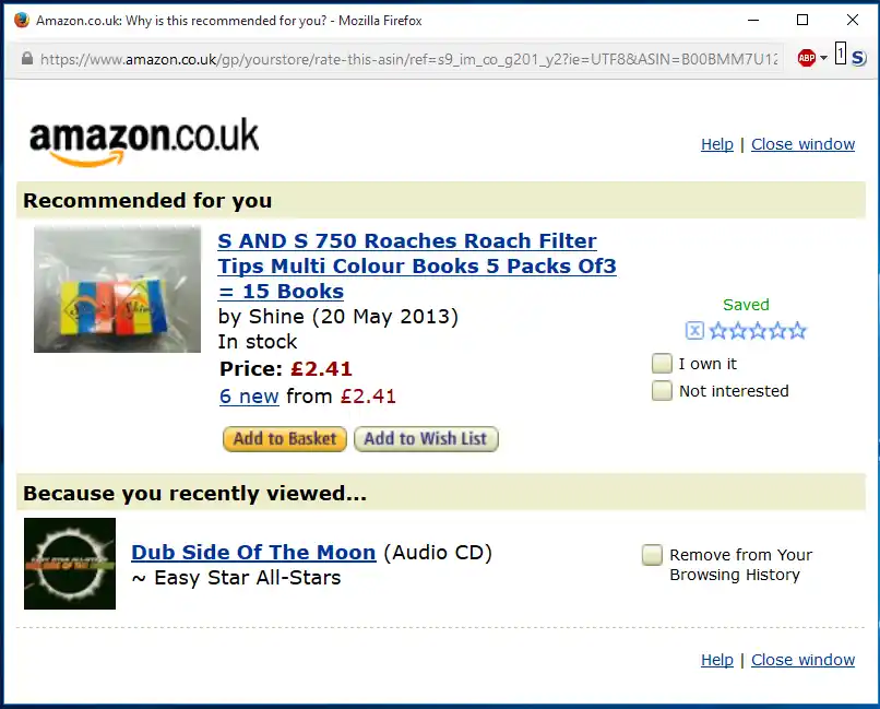 Amazon recommendations