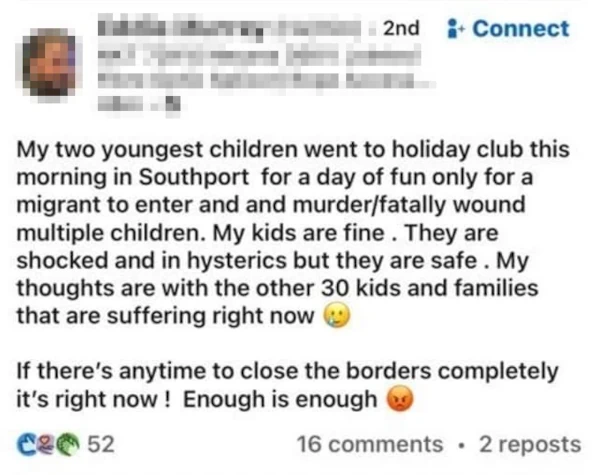 Criticism posted on LinkedIn